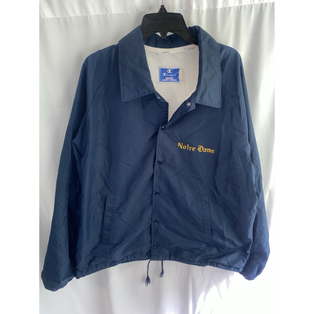 Vintage Notre Dame Fighting Irish Champion Snap Up Coaches Jacket Mens XL USA